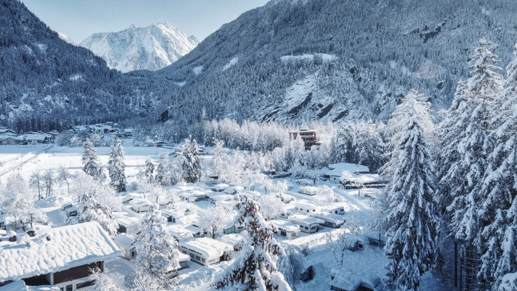 Winterwonderland beim Camping Ötztal in Längenfeld