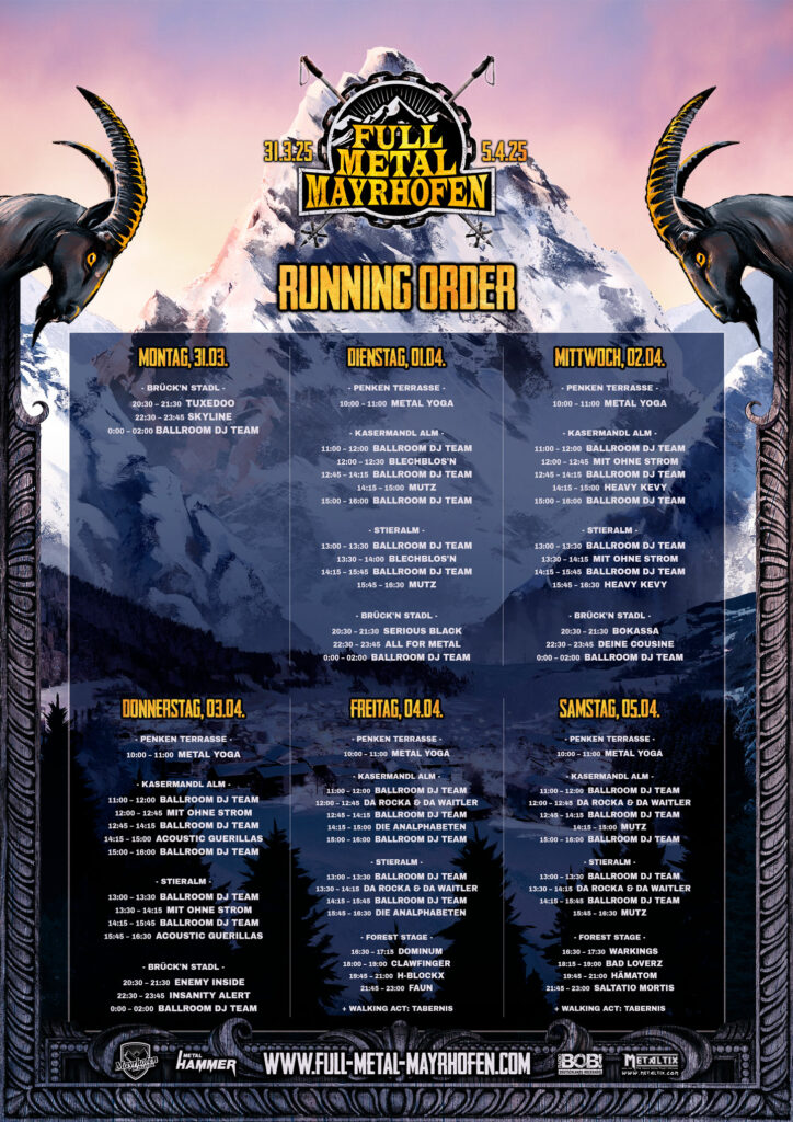 Full Metal Mayrhofen Running Order